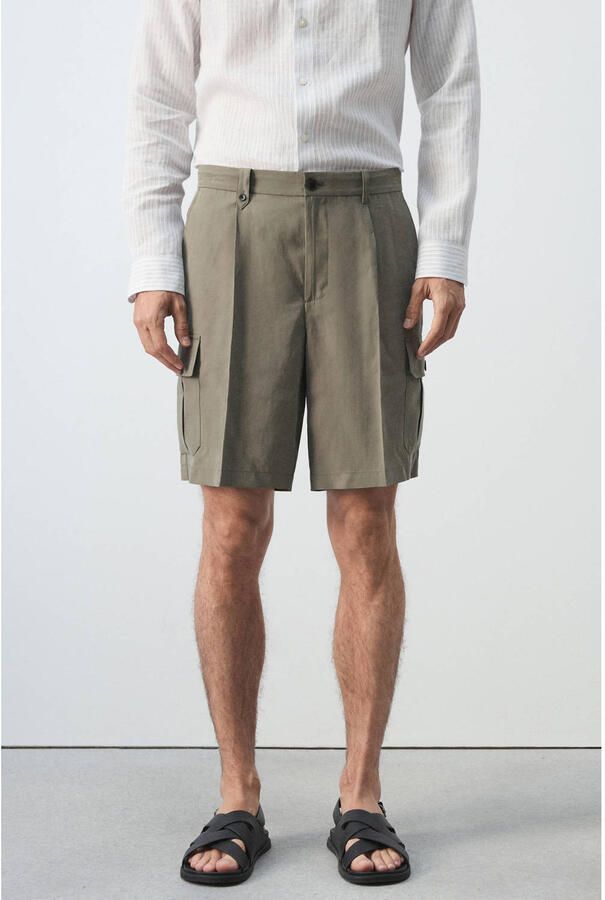 Mango Man regular fit cargo short groen