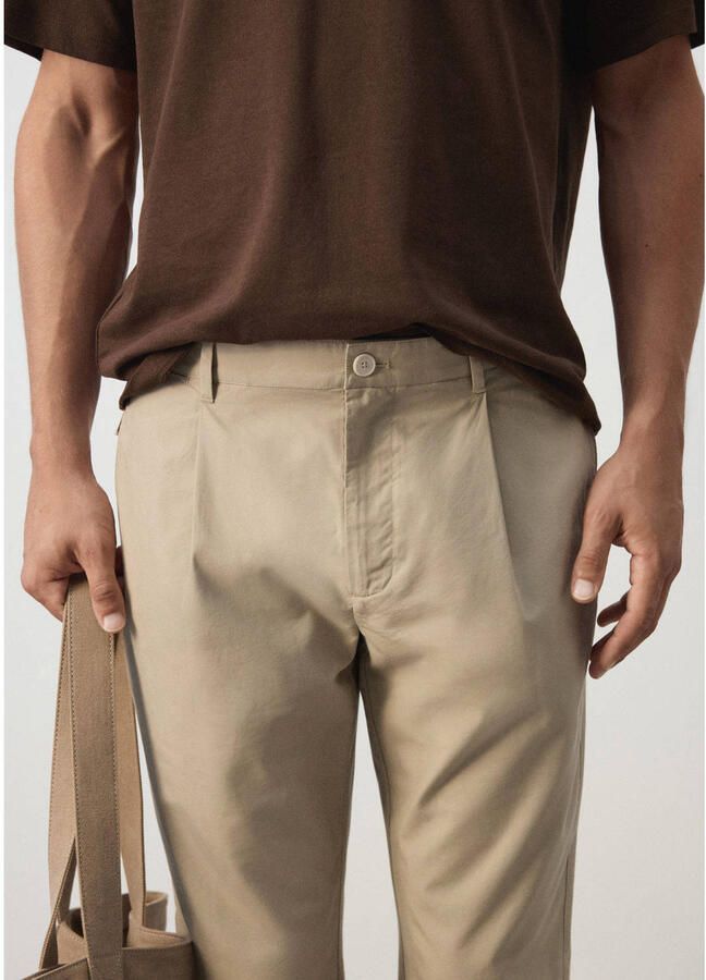 Mango Man regular fit casual broek beige