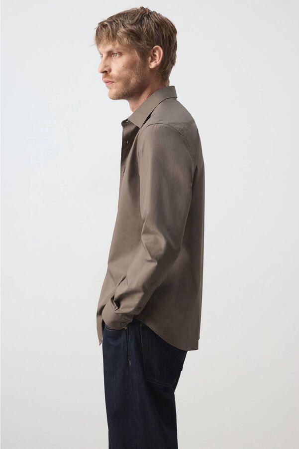 Mango Man regular fit casual overhemd bruin - Foto 3