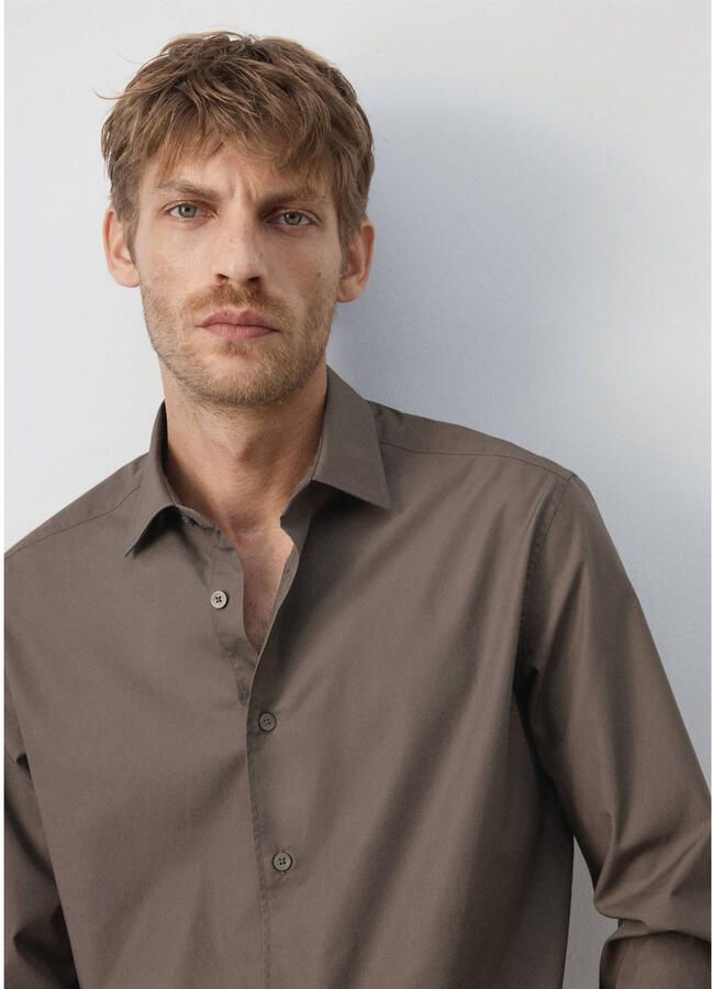 Mango Man regular fit casual overhemd bruin - Foto 2