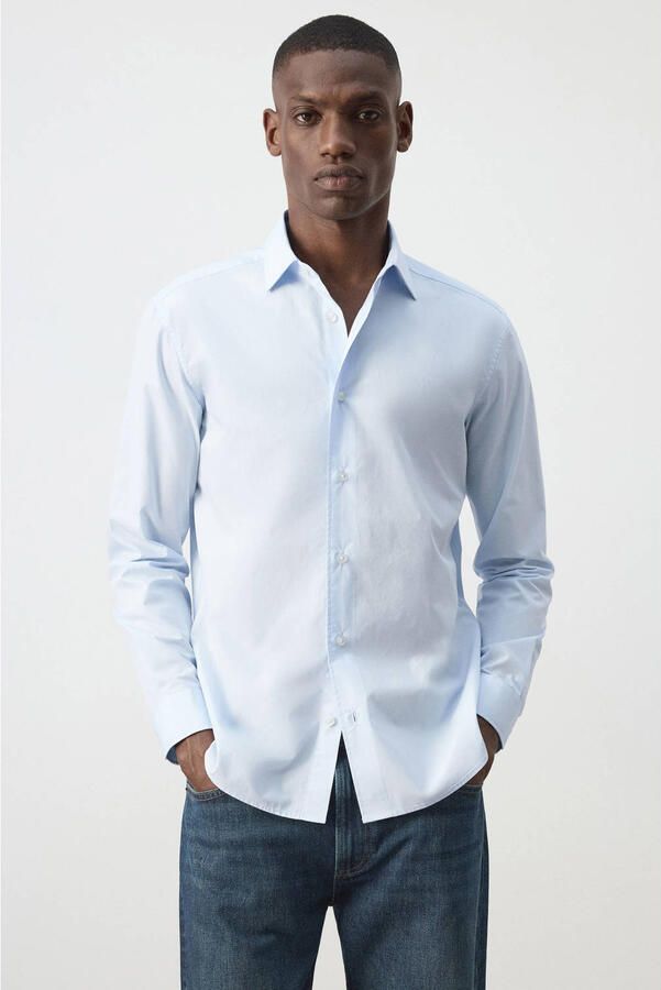 Mango Man regular fit casual overhemd lichtblauw