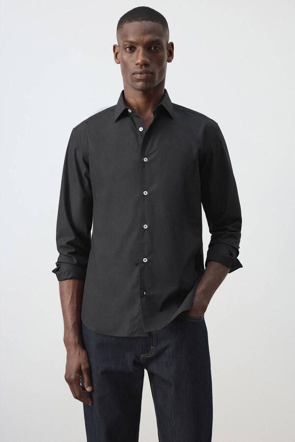 Mango Man regular fit casual overhemd zwart