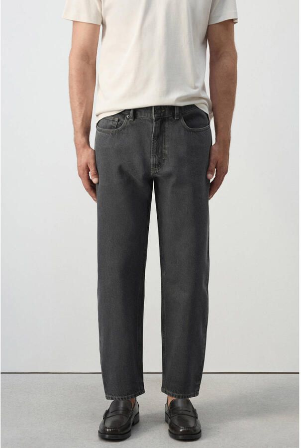 Mango Man regular fit cropped jeans grijs