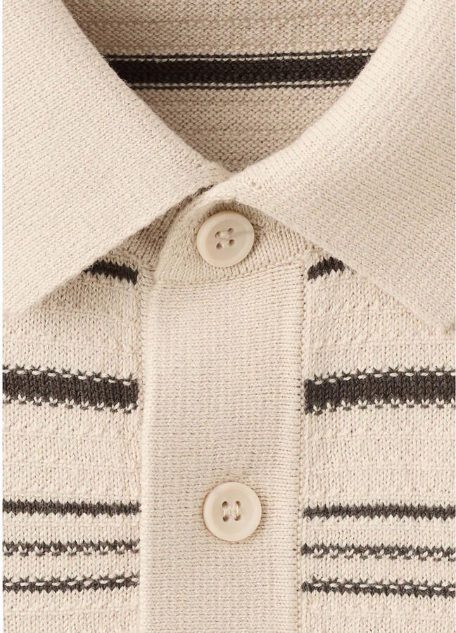 Mango Man regular fit gebreide gestreepte polo lichtbeige - Foto 2