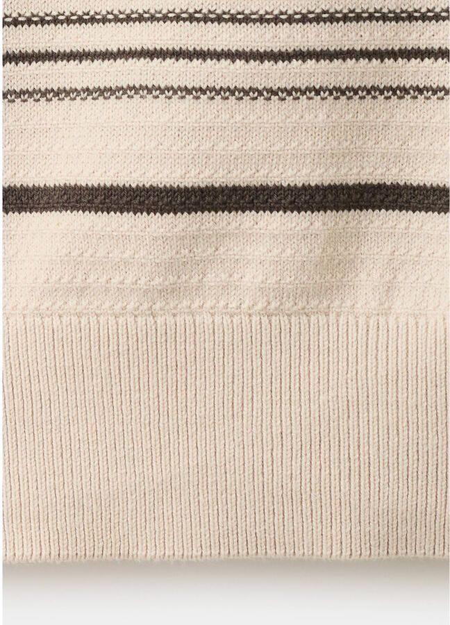 Mango Man regular fit gebreide gestreepte polo lichtbeige - Foto 3