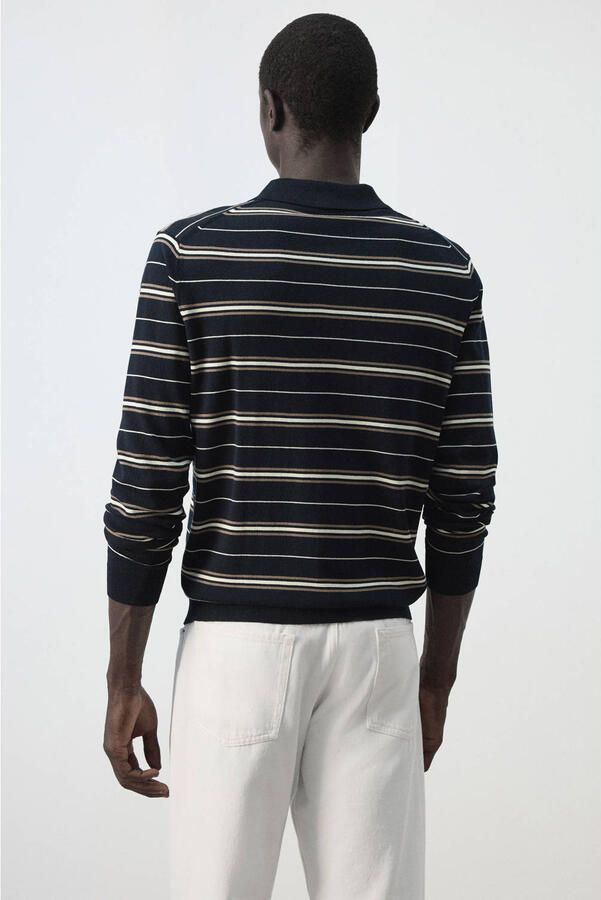 Mango Man regular fit gebreide gestreepte polo marine - Foto 3