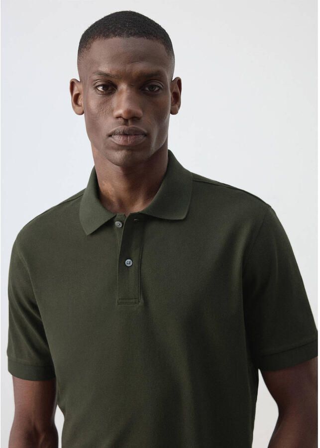 Mango Man regular fit gebreide piqué polo middengroen - Foto 2