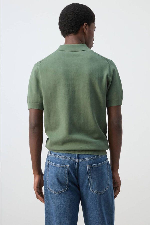 Mango Man regular fit gebreide polo groen - Foto 3