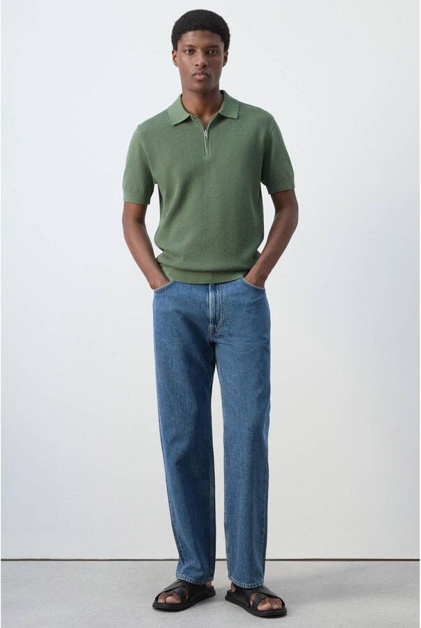Mango Man regular fit gebreide polo groen - Foto 2