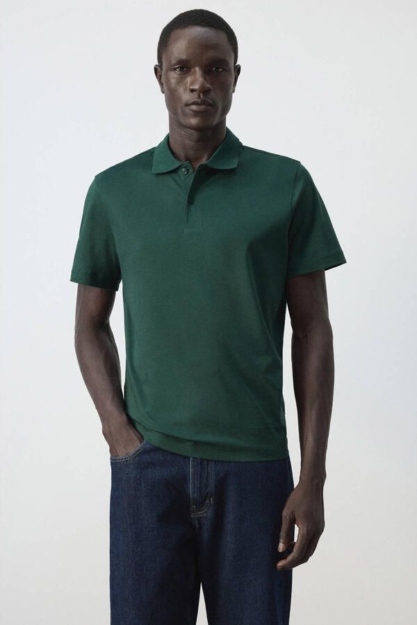 Mango Man regular fit gebreide polo heldergroen