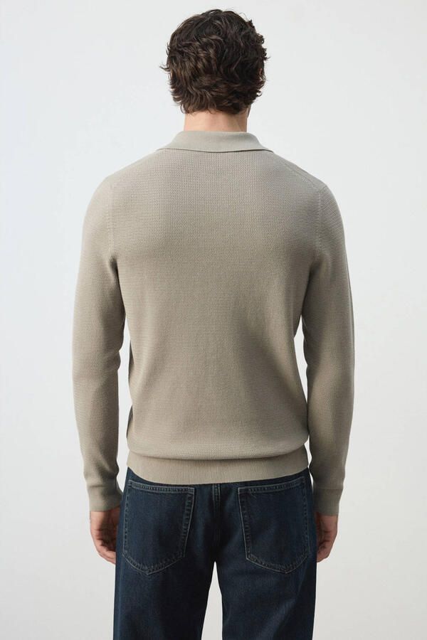 Mango Man regular fit gebreide polo middengrijs - Foto 3