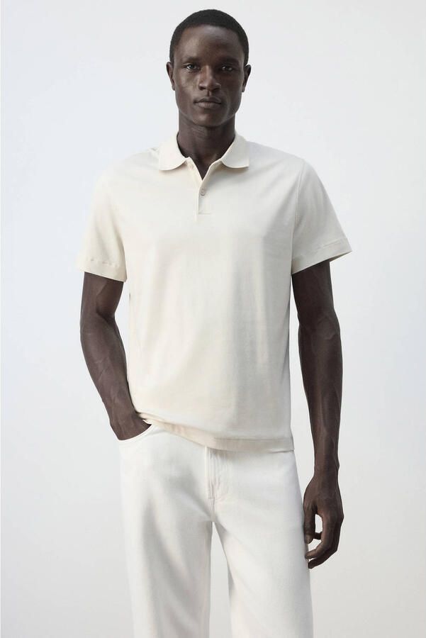 Mango Man regular fit gebreide polo pastelgrijs