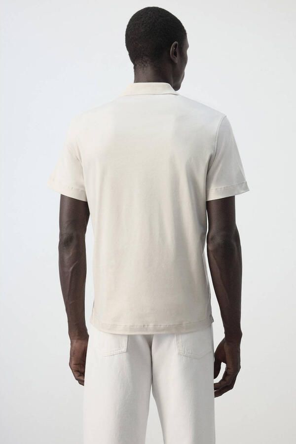 Mango Man regular fit gebreide polo pastelgrijs - Foto 3