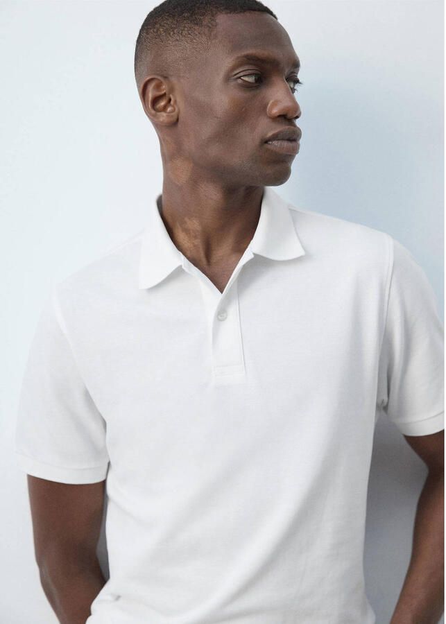Mango Man regular fit gebreide polo wit