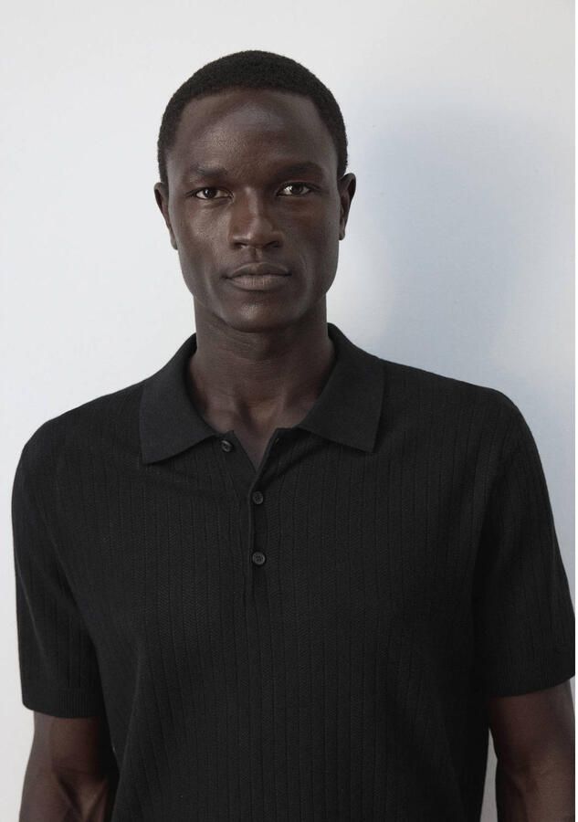 Mango Man regular fit gebreide polo zwart - Foto 3
