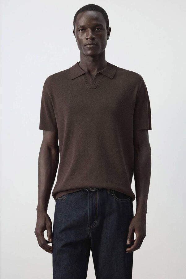 Mango Man regular fit gebreide T-shirt bruin