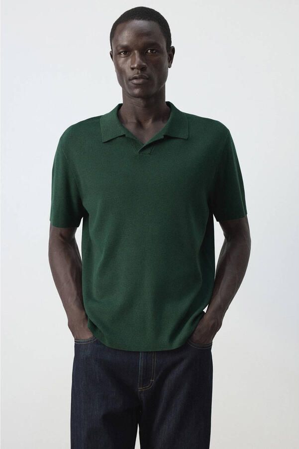Mango Man regular fit gebreide T-shirt heldergroen