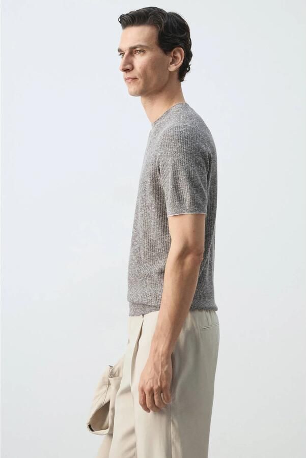 Mango Man regular fit gebreide T-shirt marine - Foto 3