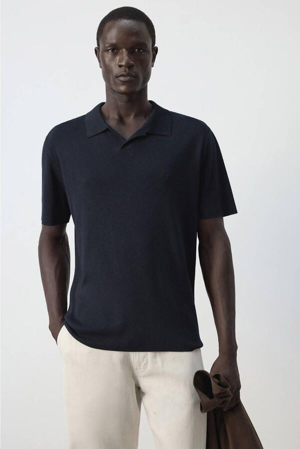 Mango Man regular fit gebreide T-shirt marine