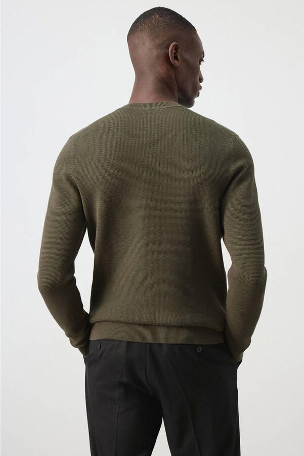 Mango Man regular fit gebreide trui donkergroen - Foto 2