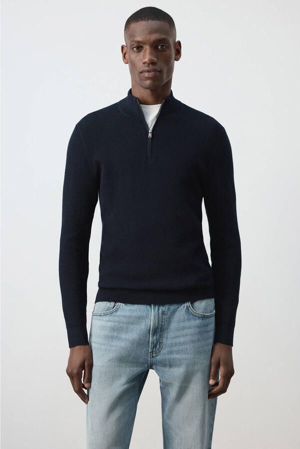Mango Man regular fit gebreide trui marine