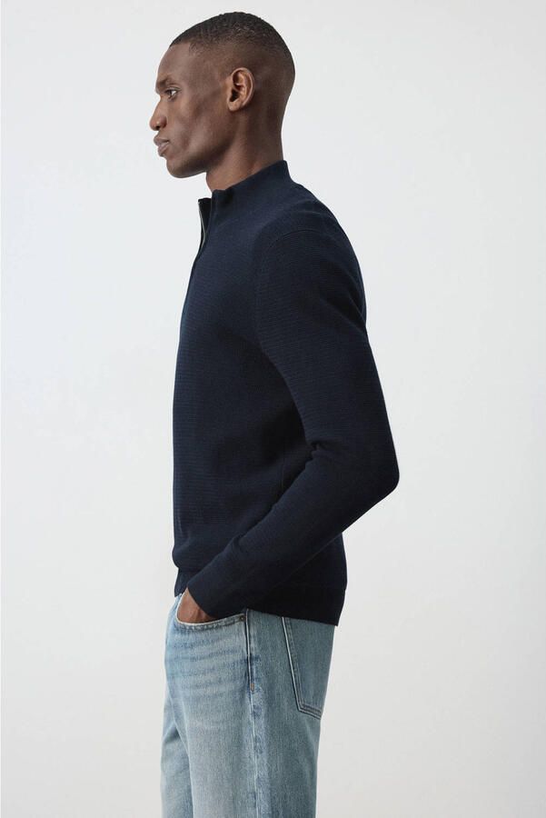 Mango Man regular fit gebreide trui marine - Foto 3
