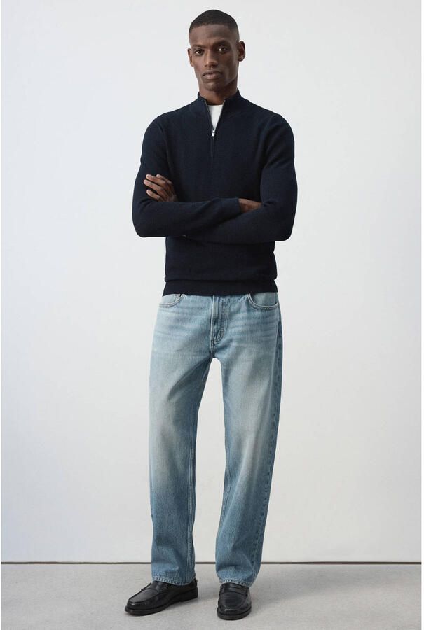 Mango Man regular fit gebreide trui marine - Foto 2
