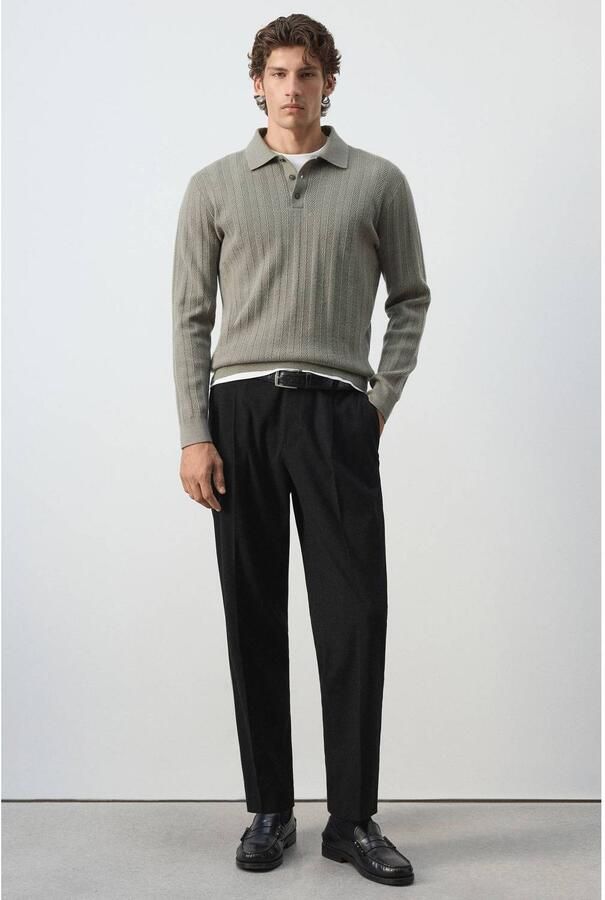 Mango Man regular fit gebreide trui met wol groen - Foto 2