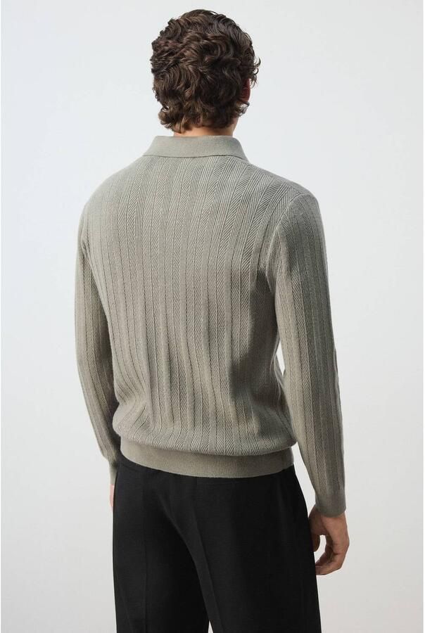 Mango Man regular fit gebreide trui met wol groen - Foto 3