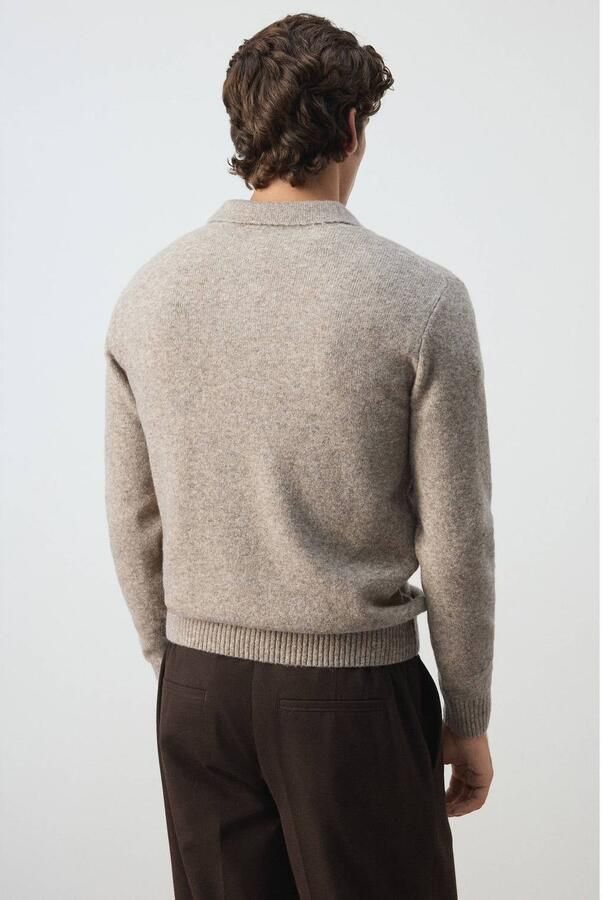 Mango Man regular fit gebreide trui met wol lichtbeige - Foto 3