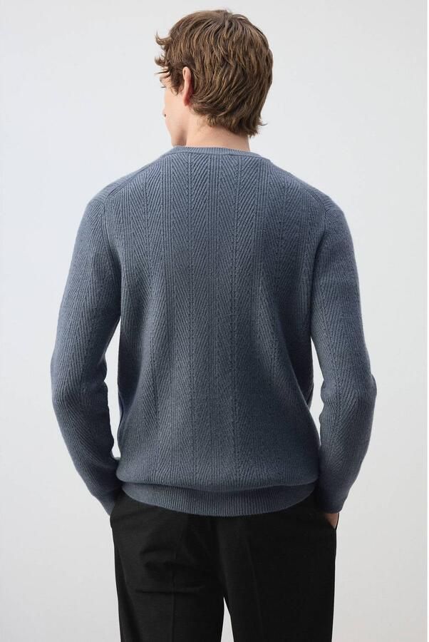 Mango Man regular fit gebreide trui met wol middenblauw - Foto 2