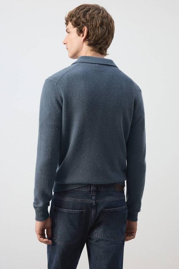 Mango Man regular fit gebreide trui met wol middenblauw - Foto 3