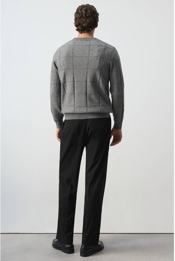 Mango Man regular fit gebreide trui met wol middengrijs - Foto 2