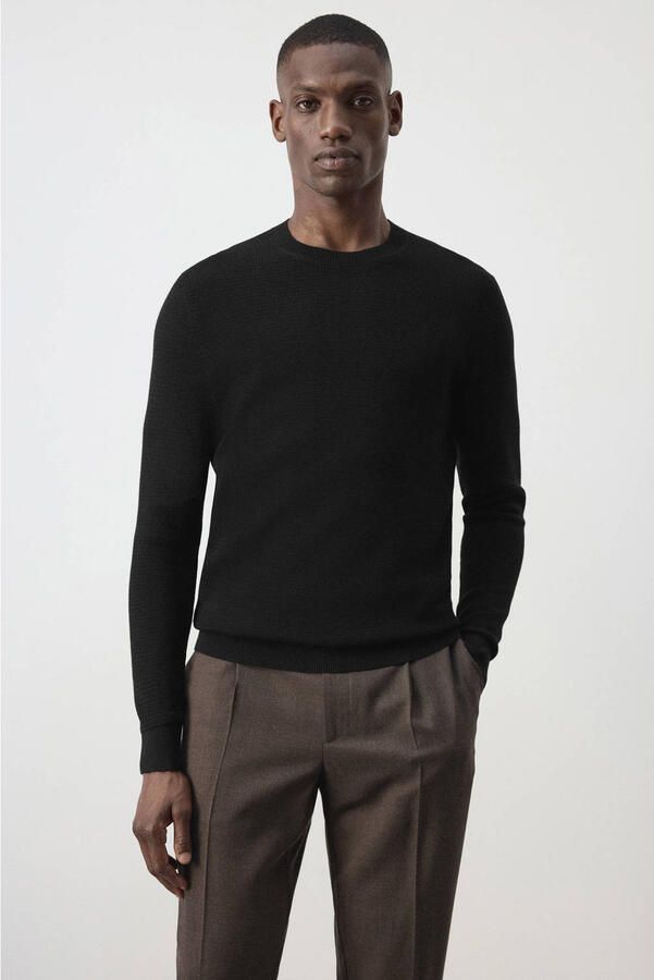 Mango Man regular fit gebreide trui zwart