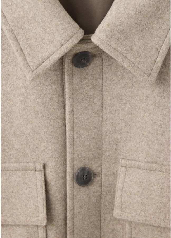Mango Man regular fit gemêleerd overshirt pastelgrijs - Foto 2