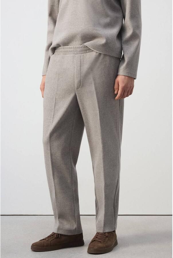 Mango Man regular fit gemêleerde joggingbroek pastelgrijs