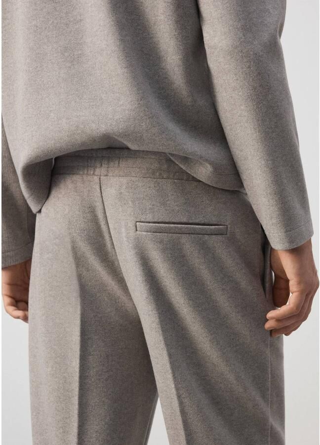 Mango Man regular fit gemêleerde joggingbroek pastelgrijs - Foto 2