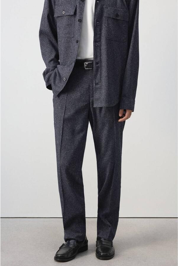 Mango Man regular fit gemêleerde pantalon marine