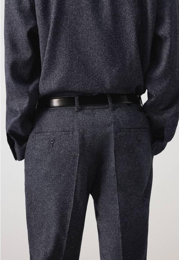 Mango Man regular fit gemêleerde pantalon marine - Foto 2