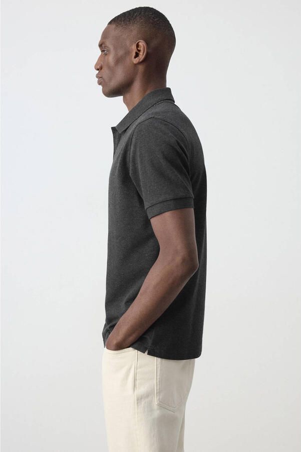 Mango Man regular fit gemêleerde piqué polo donkergrijs - Foto 2