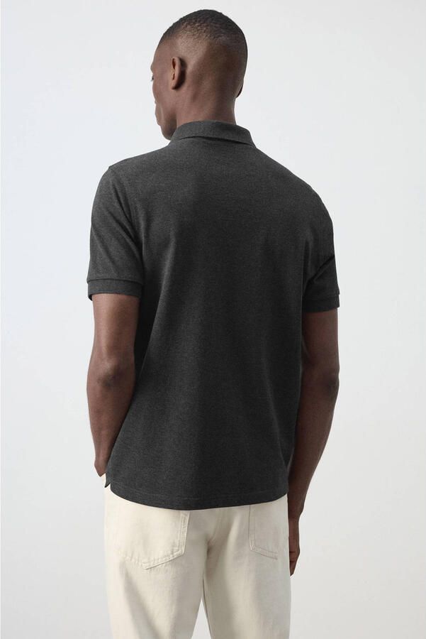 Mango Man regular fit gemêleerde piqué polo donkergrijs - Foto 3
