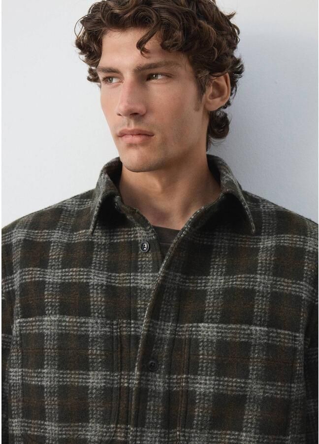 Mango Man regular fit geruit overshirt middengroen - Foto 2