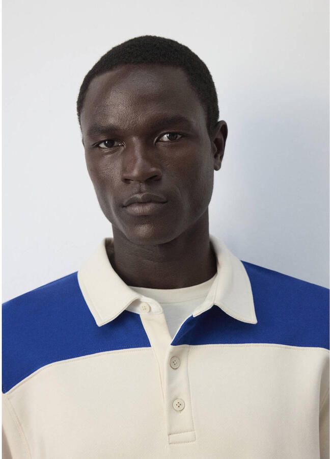 Mango Man regular fit gestreepte sweater middenblauw - Foto 2