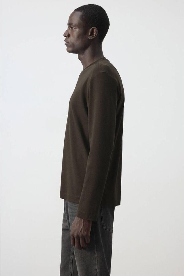 Mango Man regular fit longsleeve bruin - Foto 3