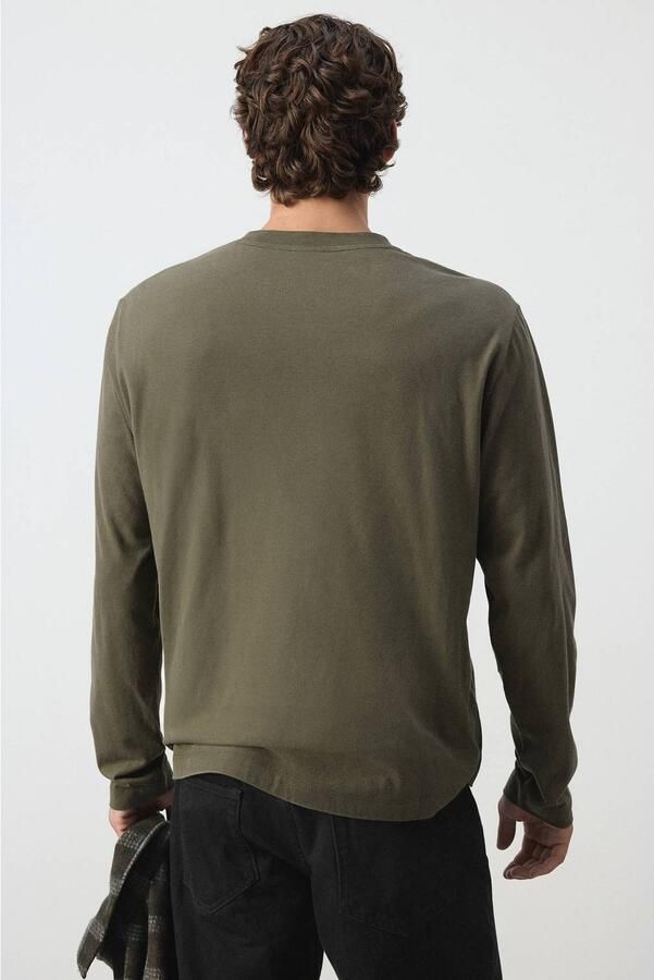 Mango Man regular fit longsleeve donkergroen - Foto 3