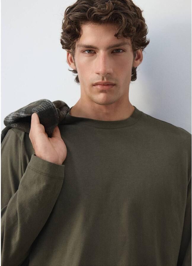 Mango Man regular fit longsleeve donkergroen - Foto 2