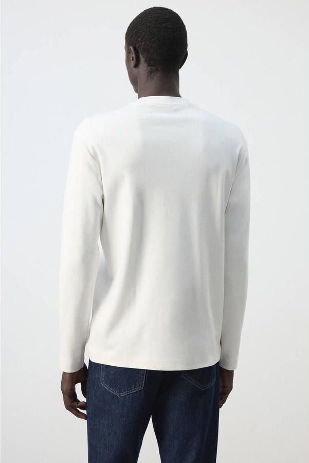 Mango Man regular fit longsleeve wit - Foto 3