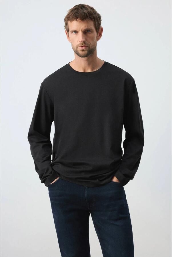 Mango Man regular fit longsleeve zwart
