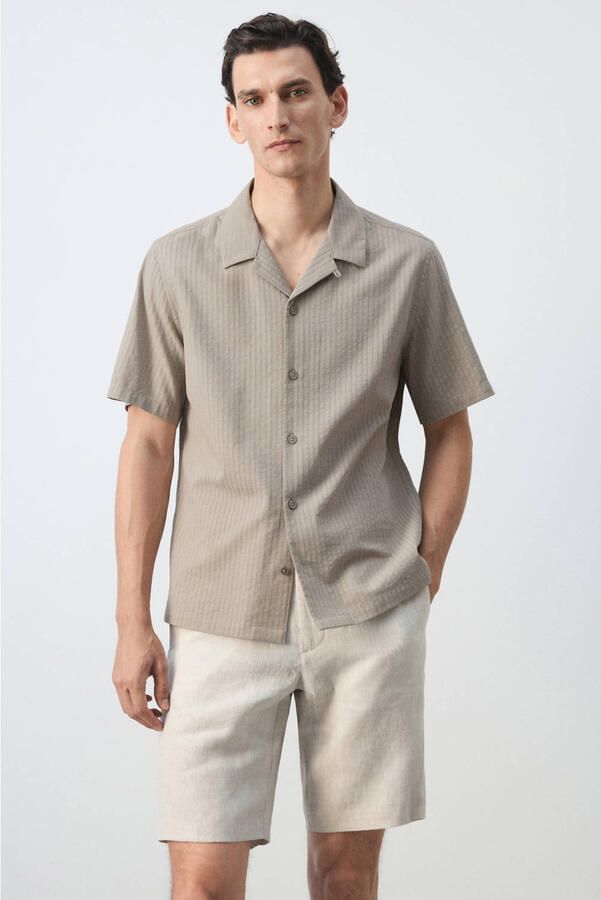 Mango Man regular fit overhemd beige