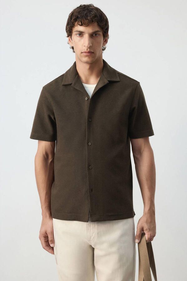 Mango Man regular fit overhemd bruin